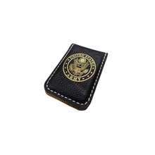 Black Engraved Faux Leather Money Clip