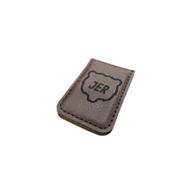 Dark Brown Engraved Faux Leather Money Clip