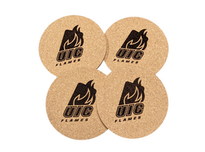 UIC Flames Cork Coaster Set