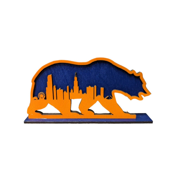 Chicago Bear Skyline Mini Shelf Sign