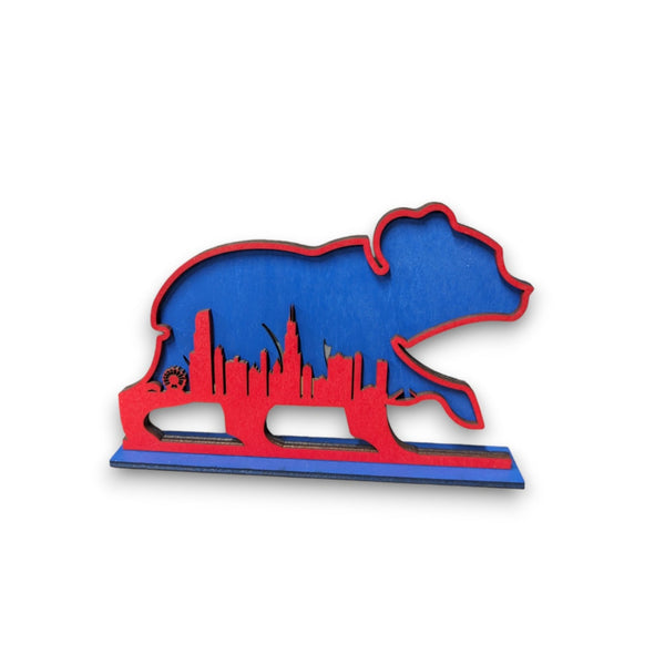 Chicago Cub Skyline Mini Shelf Sign