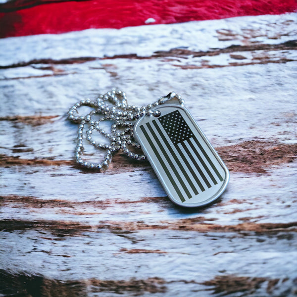 USA engraved dog tag